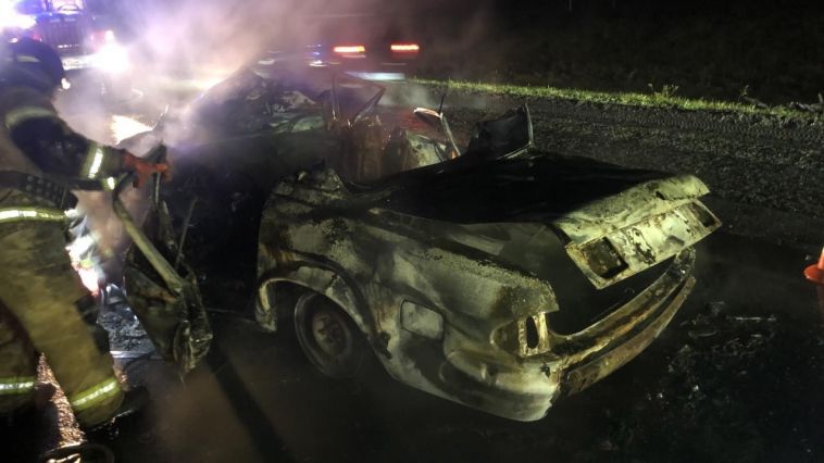 На южноуральской трассе в загоревшейся машине погибли три человека