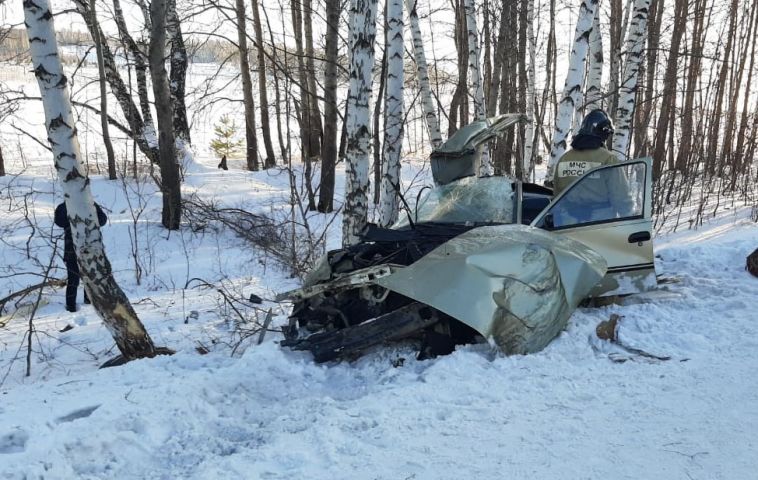 На башкирской трассе мужчина врезался в дерево
